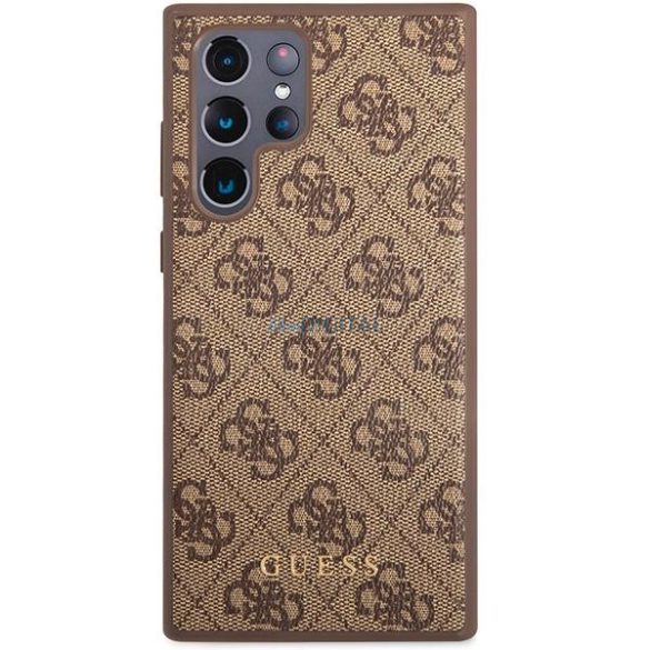 Guess GUHCS23LG4GFBR Samsung Galaxy S23 Ultra S918 barna keménytok 4G fém arany logó