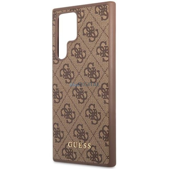 Guess GUHCS23LG4GFBR Samsung Galaxy S23 Ultra S918 barna keménytok 4G fém arany logó