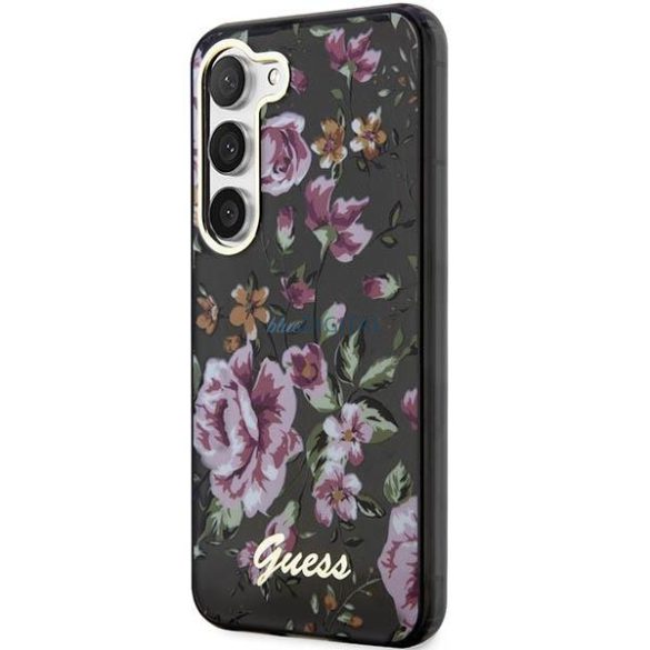 Guess GUHCS23SHCFWSK Samsung Galaxy S23 S911 fekete keménytok Flower Collection