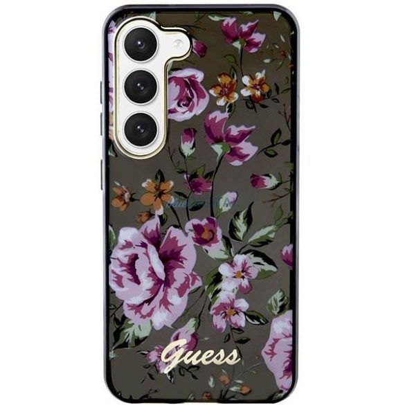 Guess GUHCS23SHCFWSK Samsung Galaxy S23 S911 fekete keménytok Flower Collection