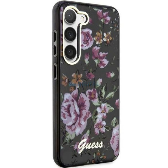 Guess GUHCS23SHCFWSK Samsung Galaxy S23 S911 fekete keménytok Flower Collection