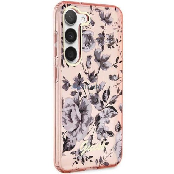 Guess GUHCS23MHCFWSP Samsung Galaxy S23+ S916 rózsaszín keménytok Flower Collection