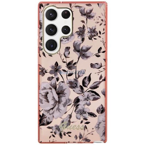 Guess GUHCS23LHCFWSP Samsung Galaxy S23 Ultra S918 rózsaszín keménytok Flower Collection