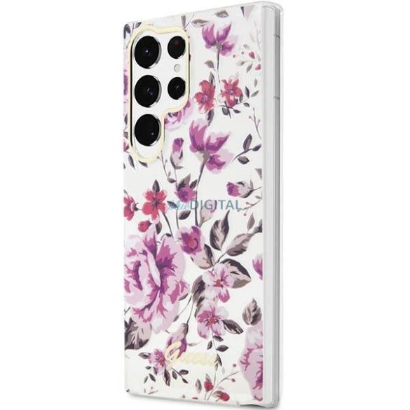 Guess GUHCS23LHCFWST Samsung Galaxy S23 Ultra S918 fehér keménytok Flower Collection