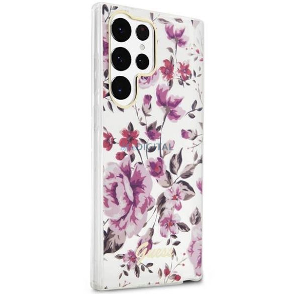 Guess GUHCS23LHCFWST Samsung Galaxy S23 Ultra S918 fehér keménytok Flower Collection