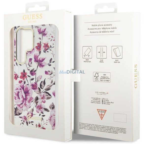 Guess GUHCS23LHCFWST Samsung Galaxy S23 Ultra S918 fehér keménytok Flower Collection