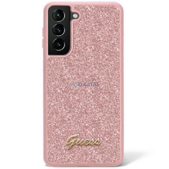 Guess GUHCS23LHGGSHP Samsung Galaxy S23 Ultra S918 rózsaszín/rózsaszín kemény tok Glitter Script
