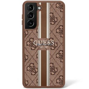 Guess GUHCS23LP4RPSW Samsung Galaxy S23 Ultra S918 barna/barna keménytok 4G nyomtatott csíkos 4G