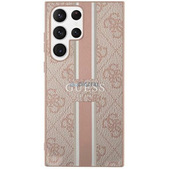 Guess GUHC LP4RPSP Samsung Galaxy S23 Ultra S918 pink keménytok 4G Nyomtatott csíkos vonalas