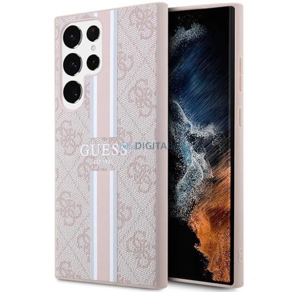 Guess GUHC LP4RPSP Samsung Galaxy S23 Ultra S918 pink keménytok 4G Nyomtatott csíkos vonalas