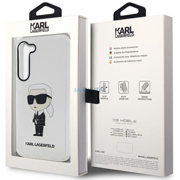 Karl Lagerfeld KLHCS23MHNIKTCT Samsung Galaxy S23+ S916 átlátszó keménytok ikonikus Karl Lagerfeld
