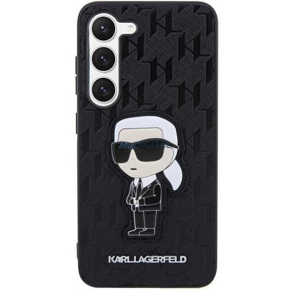 Karl Lagerfeld KLHCS23SSAKLHKPK Samsung Galaxy S23 S911 keménytok fekete Saffiano Monogram ikonikus
