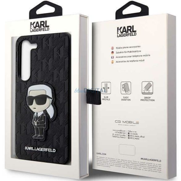 Karl Lagerfeld KLHCS23SSAKLHKPK Samsung Galaxy S23 S911 keménytok fekete Saffiano Monogram ikonikus