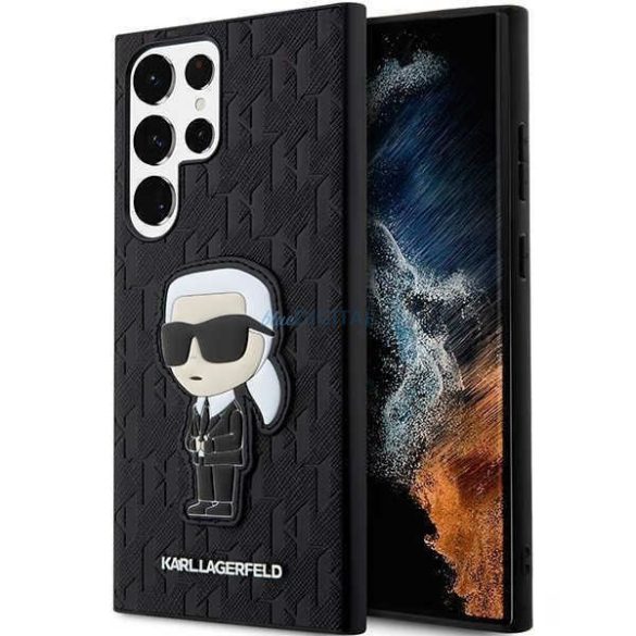 Karl Lagerfeld KLHCSamsung Galaxy S23LSAKLHKKPK Samsung Galaxy S23 Ultra S918 keménytok fekete Saffiano Monogram ikonikus