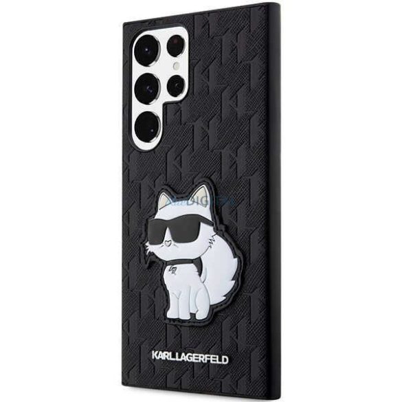 Karl Lagerfeld KLHCS23LSAKLHCPK Samsung Galaxy S23 Ultra S918 keménytok fekete Saffiano Monogram Choupette