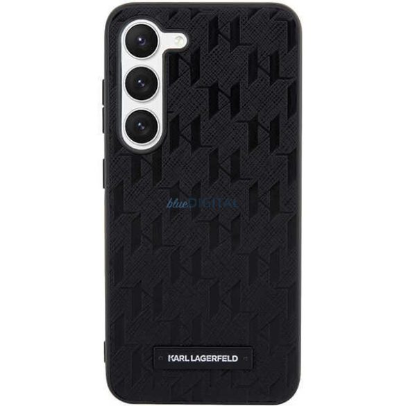 Karl Lagerfeld KLHCS23MSAKLHPK Samsung Galaxy S23+ S916 keménytok fekete Saffiano Mono fém logóval
