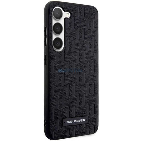 Karl Lagerfeld KLHCS23MSAKLHPK Samsung Galaxy S23+ S916 keménytok fekete Saffiano Mono fém logóval