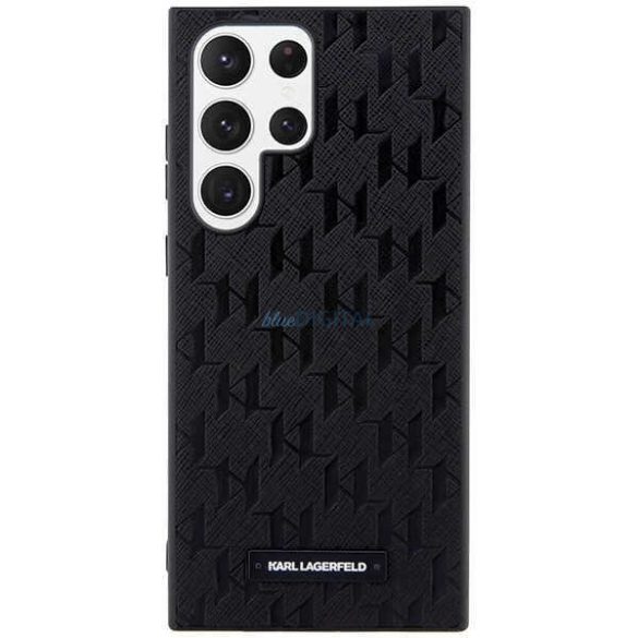 Karl Lagerfeld KLHCS23LSAKLHPK Samsung Galaxy S23 Ultra S918 keménytok fekete Saffiano mono fém logóval