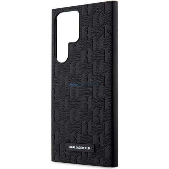 Karl Lagerfeld KLHCS23LSAKLHPK Samsung Galaxy S23 Ultra S918 keménytok fekete Saffiano mono fém logóval