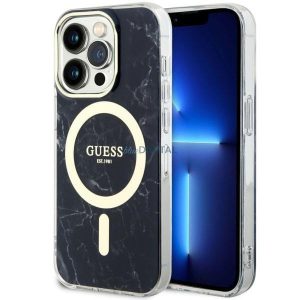 Guess GUHMP14LPCUMAK iPhone 14 Pro 6.1" fekete keménytok márvány MagSafe