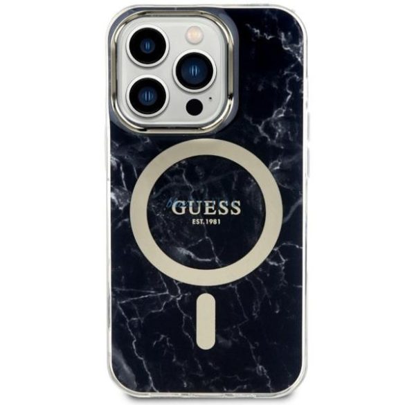 Guess GUHMP14LPCUMAK iPhone 14 Pro 6.1" fekete keménytok márvány MagSafe