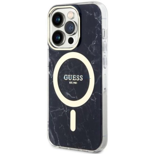 Guess GUHMP14XPCUMAK iPhone 14 Pro Max 6.7" fekete keménytok márvány MagSafe