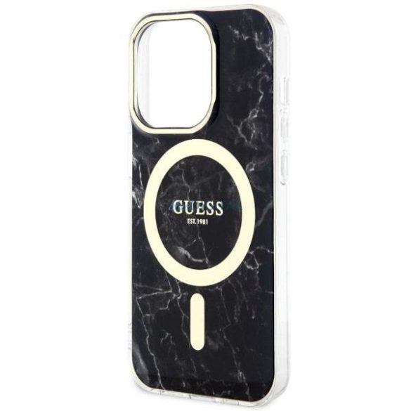 Guess GUHMP14XPCUMAK iPhone 14 Pro Max 6.7" fekete keménytok márvány MagSafe