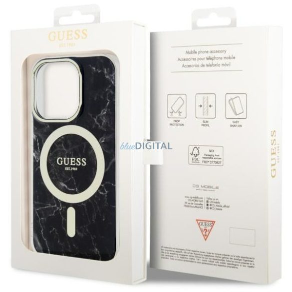 Guess GUHMP14XPCUMAK iPhone 14 Pro Max 6.7" fekete keménytok márvány MagSafe