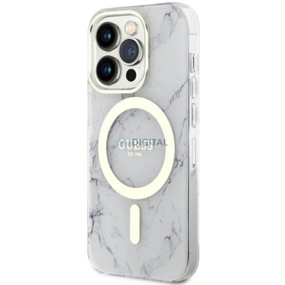 Guess GUHMP14XPCUMAH iPhone 14 Pro Max 6.7" fehér keménytok márvány MagSafe