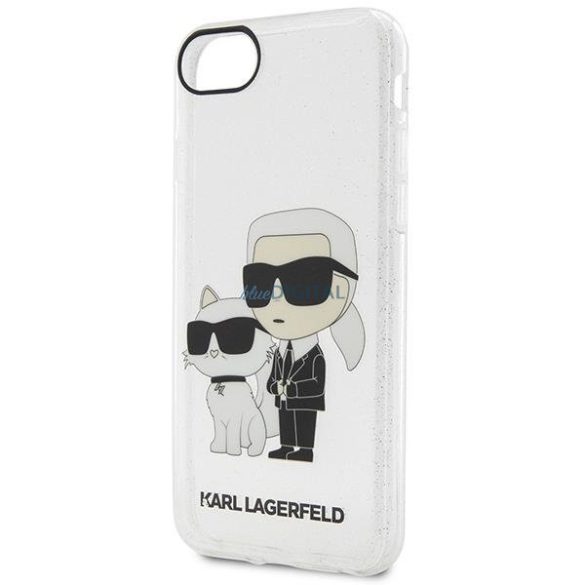 Karl Lagerfeld KLHCI8HNKCTGT iPhone 7/8/ SE 2020 / SE 2022 átlátszó keménytok csillogó Karl&Choupette