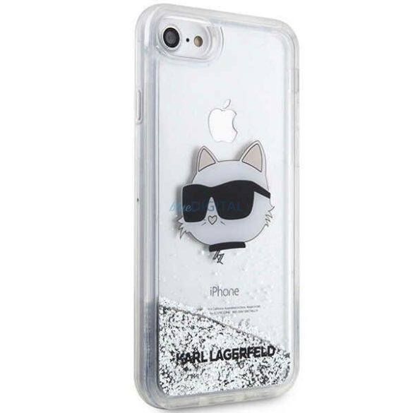 Karl Lagerfeld KLHCI8LNHCCS iPhone 7/8/ SE 2020/2022 ezüst/ezüst keménytok csillogó Choupette fej