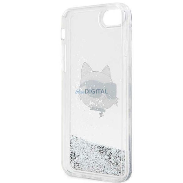 Karl Lagerfeld KLHCI8LNHCCS iPhone 7/8/ SE 2020/2022 ezüst/ezüst keménytok csillogó Choupette fej