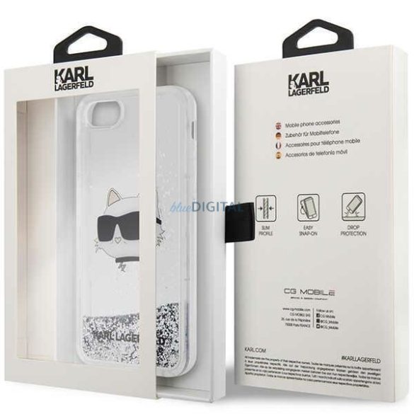 Karl Lagerfeld KLHCI8LNHCCS iPhone 7/8/ SE 2020/2022 ezüst/ezüst keménytok csillogó Choupette fej