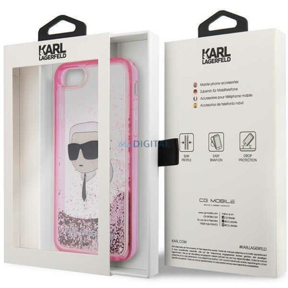 Karl Lagerfeld KLHCI8LNKHCP iPhone 7/8/ SE 2020/2022 rózsaszín keménytok csillogó Karl Head