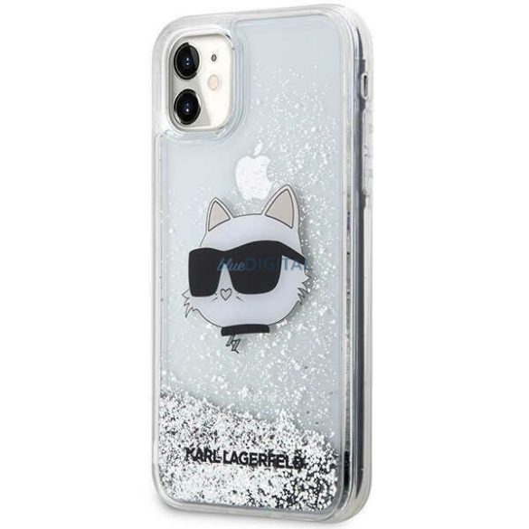 Karl Lagerfeld KLHCN61LNCHCS iPhone 11/ XR ezüst/ezüst keménytok csillogó Choupette Head