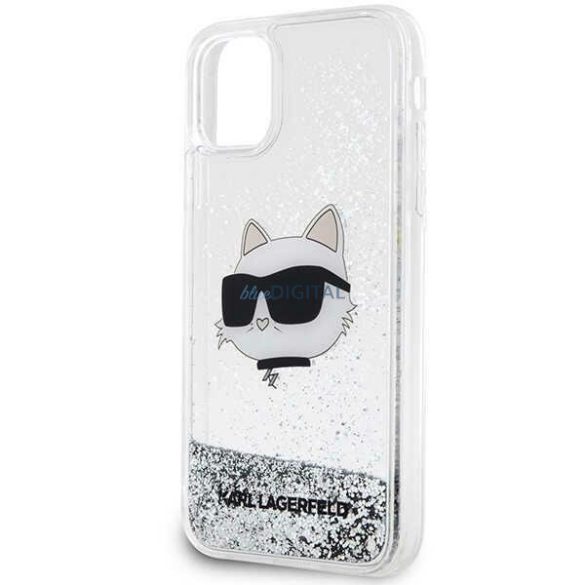 Karl Lagerfeld KLHCN61LNCHCS iPhone 11/ XR ezüst/ezüst keménytok csillogó Choupette Head