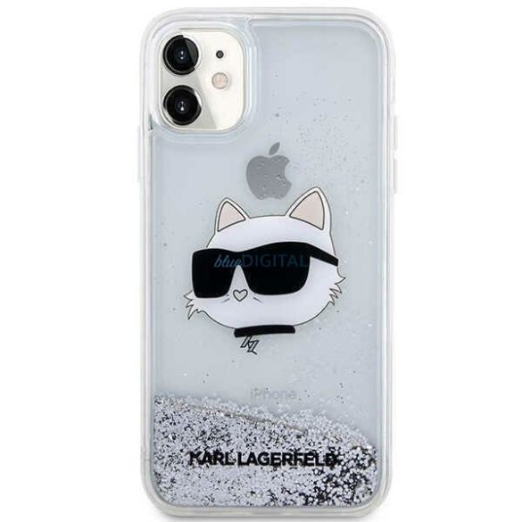 Karl Lagerfeld KLHCN61LNCHCS iPhone 11/ XR ezüst/ezüst keménytok csillogó Choupette Head