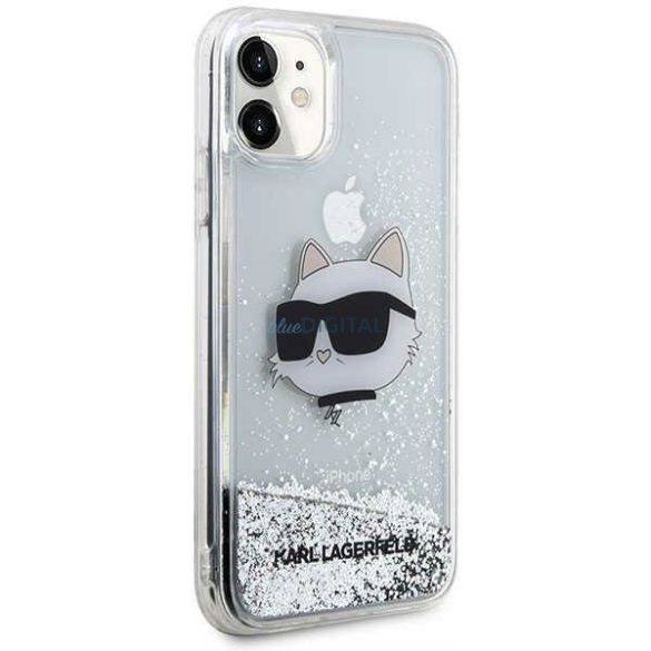 Karl Lagerfeld KLHCN61LNCHCS iPhone 11/ XR ezüst/ezüst keménytok csillogó Choupette Head