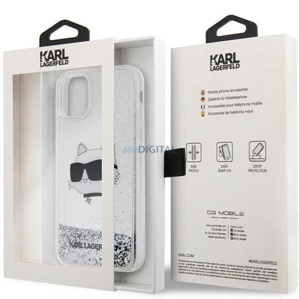 Karl Lagerfeld KLHCN61LNCHCS iPhone 11/ XR ezüst/ezüst keménytok csillogó Choupette Head