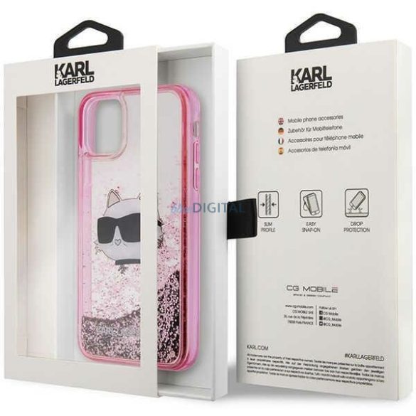 Karl Lagerfeld KLHCN61LNCHCP iPhone 11/ XR rózsaszín keménytok csillogó Choupette Head