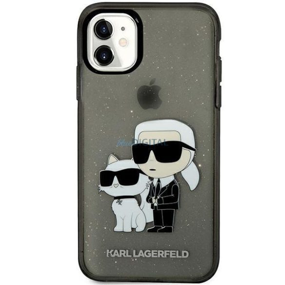 Karl Lagerfeld KLHCN61HNKCTGK iPhone 11 / Xr 6.1" fekete keménytok csillogó Karl&Choupette