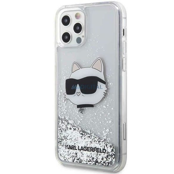 Karl Lagerfeld KLHCP12MLNHCCS iPhone 12/ 12 Pro 6.1" ezüst/ezüst keménytok csillogó Choupette fej