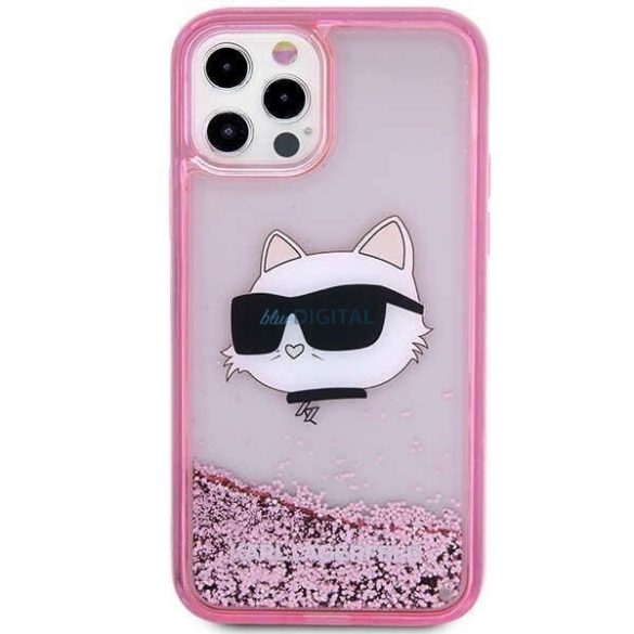 Karl Lagerfeld KLHCP12MLNCHCP iPhone 12/ 12 Pro 6.1" rózsaszín keménytok csillogó Choupette fej