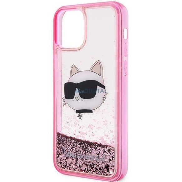 Karl Lagerfeld KLHCP12MLNCHCP iPhone 12/ 12 Pro 6.1" rózsaszín keménytok csillogó Choupette fej