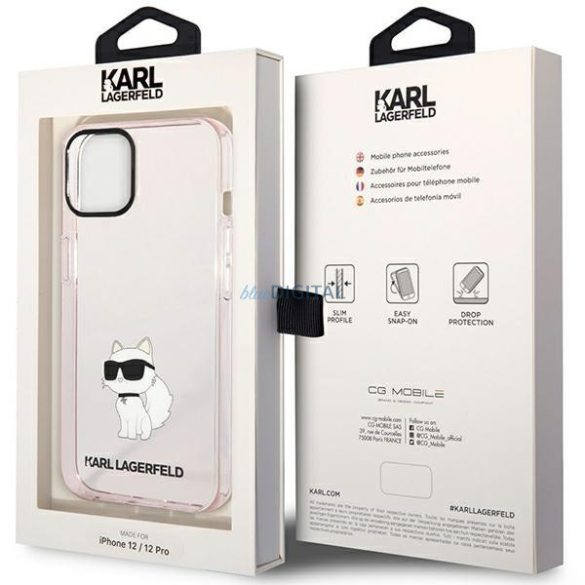 Karl Lagerfeld KLHCP12MHNCHTCP iPhone 12 /12 Pro 6.1" rózsaszín keménytok ikonikus Choupette