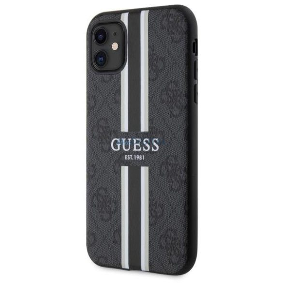 Guess GUHMN61P4RPSK iPhone 11 / Xr fekete keménytok 4G nyomtatott csíkokkal MagSafe