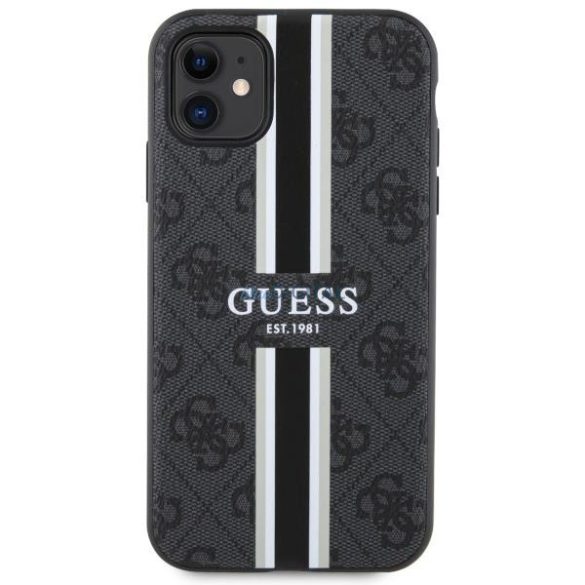 Guess GUHMN61P4RPSK iPhone 11 / Xr fekete keménytok 4G nyomtatott csíkokkal MagSafe