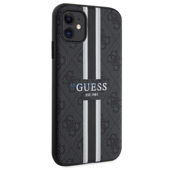 Guess GUHMN61P4RPSK iPhone 11 / Xr fekete keménytok 4G nyomtatott csíkokkal MagSafe