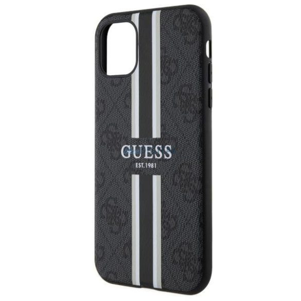 Guess GUHMN61P4RPSK iPhone 11 / Xr fekete keménytok 4G nyomtatott csíkokkal MagSafe