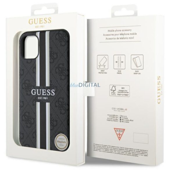 Guess GUHMN61P4RPSK iPhone 11 / Xr fekete keménytok 4G nyomtatott csíkokkal MagSafe